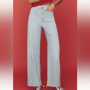 Sparkling High-Rise Light Blue Wide Leg Maeve Jeans From Anthropology Size 30